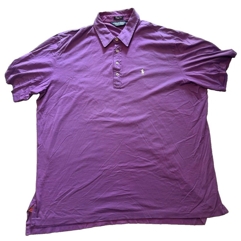 Polo Golf, Ralph Lauren Men's Purple Vintage Lisle Pima Cotton Shirt - Size XXL